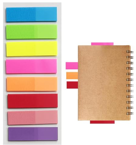 Marque Page Adhesif, Marqueur De Page Onglets Index Fluorescent, 8 Couleurs Marque Page Index Tabs Notes Autocollantes Pour Marquer La Page