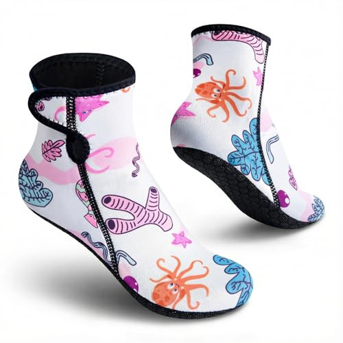Summshall Enfants Chaussettes Neoprene, 3MM Chaussette de Plongée pour Garçons Filles Surf Snorkel Chaussettes en néoprène pour Les Sports Aquatiques
