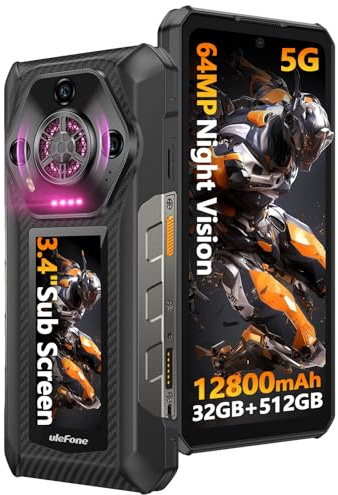 Ulefone Armor 30 Pro Móvil Resistente Doble Pantalla 5G, 12800mAh 32GB/512GB Dimensity 7300X, Pantalla 6,95 FHD+ 120Hz + 3,4, 50MP+64MP+32MP, Android 14, NFC/OTG/GPS