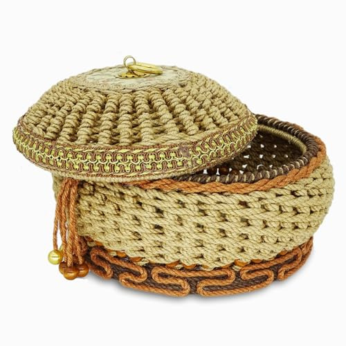 Zenpeace Wicker Basket, Suitable For Hand-Woven Big Rectangular Basket In Bedrooms, Kitchens, Bathrooms and Living Rooms, for Organizing and Decorating Projects, Clothes and Various Items (Bohemian)