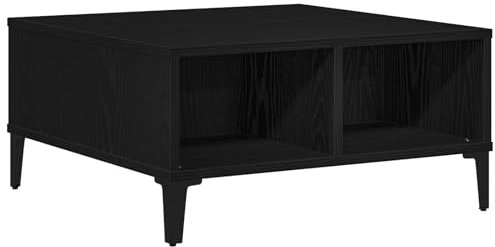 vidaXL Mesa de Café Moderna Roble Negro para Sala de Estar | Diseño Cuadrado Material Duradero de Madera Elaborada Servicio y Almacenamiento 80 cm X Muebles de Interior Contemporáneo