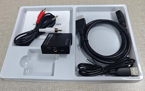 PROZOR Convertitore HDMI ARC a Jack 3.5mm per TV Estrattore Audio con Controllo Volume CEC, Uscita Stereo PCM 192kHz per Cuffie/Altoparlanti, Alimentazione USB (Cavi HDMI e RCA Inclusi)