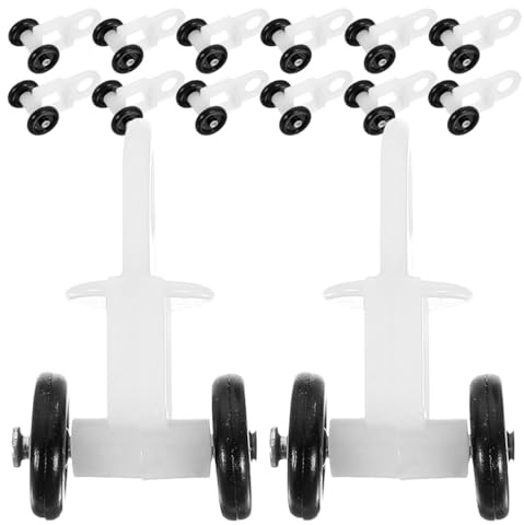 DOITOOL 50 Roulettes de Rail de Rideau en Plastique Noir Galets de Guidage Silencieux à Nanobilles Mini 4 Roues pour Rail Coulissant Double Courbe Accessoires pour Tringles à Rideaux
