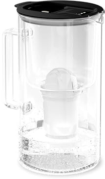 Wessper carafe filtrante verre 2L avec compteur LED, filtre classic Noir