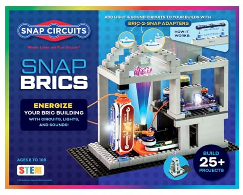 Bric: Structures | Brick & Electronics Exploration Kit | Over 20 Stem & Brick Projects | Full Color Project Manual | 20 Parts | 75 Bric-2-Snap Adapters | 140+ Brics