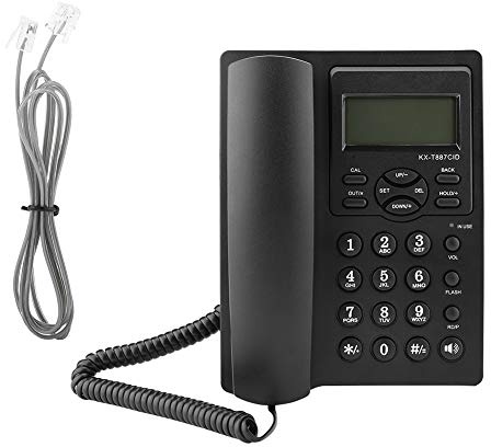 Garsent Schnurgebundes Telefon, DTMF/FSK Systeme Tisch Schnurtelefone mit Anrufe ID Display für Büro Zuhause(schwarz)