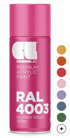 COSMOS LAC Sprühlack violett/lila, glänzend - Spraydosen Sprühfarbe DIY Lack Acryllack Spray Farbspray Sprühdose Lackspray Farbe für Kunststoff, Metall, UVM. (RAL 4003 - Erikaviolett)