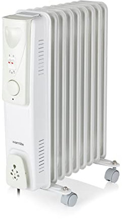 Warmlite WL43004YW 2000W 9-Fin Oil Filled Radiator with 3 Power Settings and Adjustable Timer, White