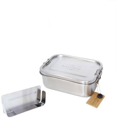 Kantine 51° Nord Classic Lunchbox Edelstahl 800 ml | Auslaufsichere Brotdose mit 2 Fächern, Bento Box für Erwachsene & Kinder, spülmaschinengeeignet, BPA-frei