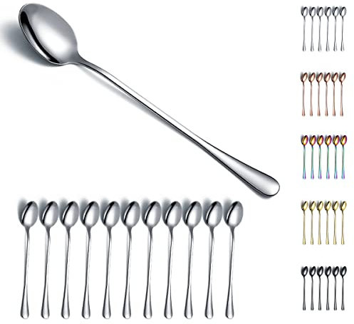 Iced Spoon,Kyraton Stainless Steel 7.5 Long Handle Mixing Spoon,Ice Cream Spoon, Stirring Bar Spoon, Cocktail Spoon, Latte Spoon Pack of 12