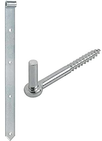 HAUS & DACH Ladenband Set, blau verzinkt inkl. Kloben, Ladenbandlänge: 400 mm, Durchmesser Kloben: 10 mm Einschraubkloben