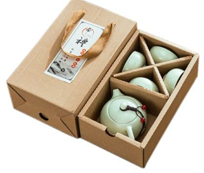 Set da tè in ceramica Kong Fu Tea Set teiera con 2 tazze in stile giapponese stile cinese piccola tazza di tè arte per casa per ufficio verde chiaro amici famiglia affari regalo souvenir