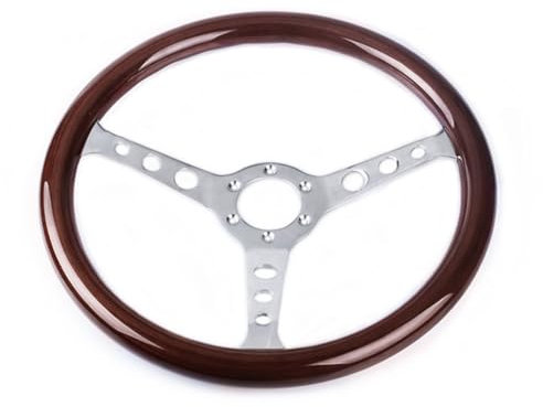 Holzlenkrad, Asudaro Universal 38cm Lenkrad Autolenkrad Retro Rennlenkrad Oldtimer-Lenkrad Auto Racing Sportlenkrad Steering Wheel,Braun
