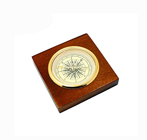 Shiwaki Bussola in Legno Antico - Scatola in Lega di Alluminio con Regalo