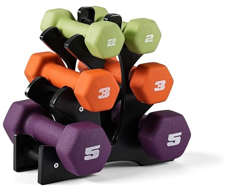 CAP 20 LB Set of Neoprene Dumbbells with Rack | 2, 3, 5 LB pairs