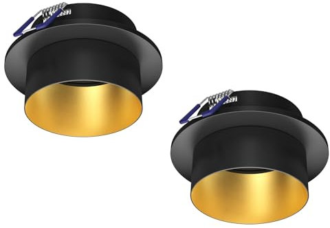 ledscom.de 2 cadres d'encastrement au plafond KRON, rond, noir/or mat