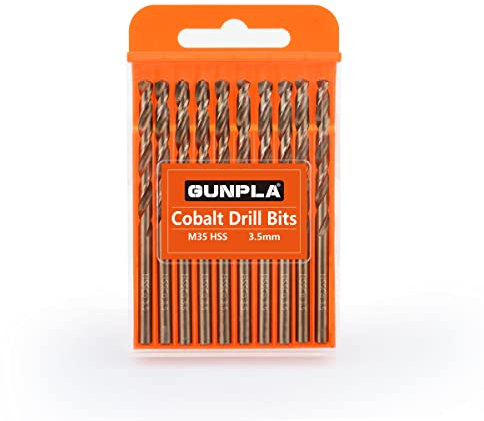 Gunpla M35 HSS Cobalt Bohrer Set 3.5MM 10-tlg. Spiralbohrer Stahlbohrer Eisenbohrer Metallbohrer Set für Edelstahl, Aluminium, Hartplastik und Hölzern