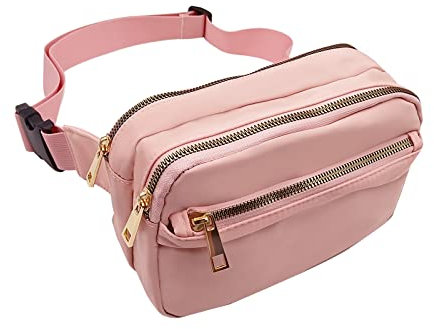 Long Keeper Sac Banane Chic - Sacoche Banane Noir Sac Banane Femme Homme Sac Ceinture Chic Réglable avec 3 Poches pour Randonnée Voyages en Plein Air