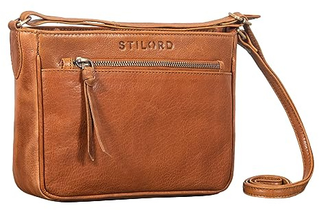 STILORD Lilia 2-in-1 Umhängetasche Damen Leder Handtasche Klein Vintage Bag Ledertasche modern elegante Ausgehtasche Clutch Kleine Schultertasche Frau Echtleder Tasche Farbe:texas - braun