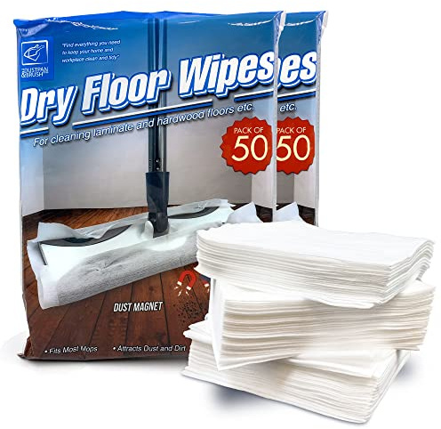 100pk Dry Floor Wipes, 29cm x 21cm Large Floor Wipes Universal Fitting for Swivel Flat Mop, Disposable Dry Dusting Cloths Laminate Cloths Mop Refill Pads (2 x 50 Cleaning Cloths)