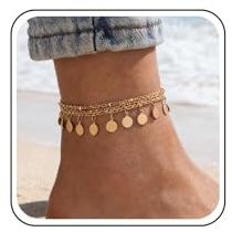 Inateannal Boho Stratificato Disco Caviglia Oro Paillettes Cavigliera Multistrato Nappe Catena Caviglia Estate Spiaggia Sandali A Piedi Nudi Catena Gioielli Piede Per Le Donne E Le Ragazze