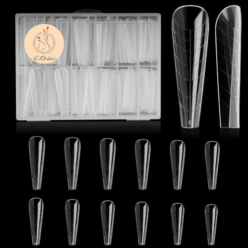 C12rtive 120 Stück Poly Verlängerung Gel Dual-Nagelformen, obere gewölbte Verlängerung, Poly-Nagelgel, volle Abdeckung, Nagelformen, 12 Größen für Nagelkunst, Design, Salon und DIY