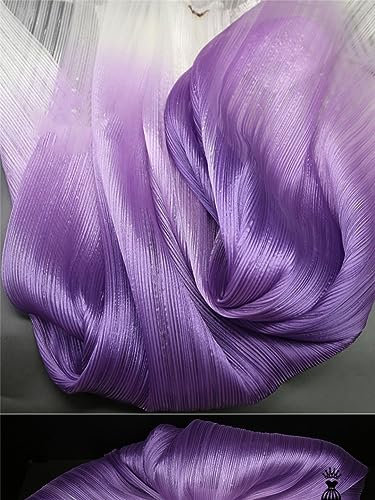 Farbverlauf-Plissee-Textur, Plissierter Netzstoff, DIY-Form, Handgefertigter Hochzeitskleid-Doration-Stoff Gradient Purple Straightened 1 Meter
