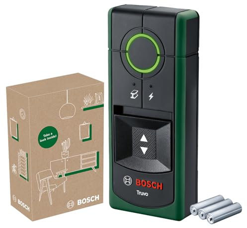 Bosch détecteur Truvo 2ème génération (commande par bouton unique, détection facile de câbles électriques sous tension et de métal jusqu’à 70 mm de profondeur, dans boîte carton e-commerce)