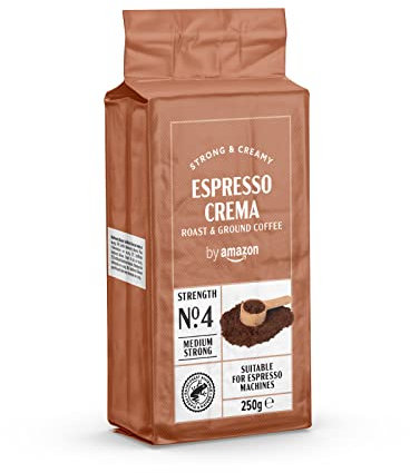 by Amazon Espresso Crema Roast & Ground Coffee, (1 Pack of 250g) - Rainforest Alliance Certified