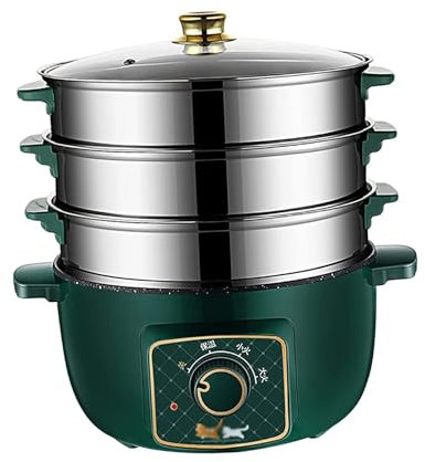 Olla Arrocera Con Cesta De Vapor, Olla Arrocera Con Vaporera, Sartén/wok Multifuncional Todo En Uno Para Dormitorio Doméstico, Olla De Sopa Antiadherente, Para 3-5 Personas,26cm
