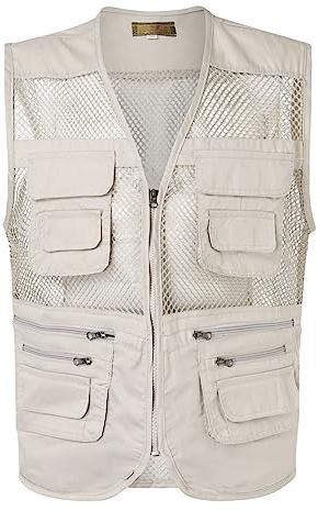KBOPLEMQ Chaleco de pesca para hombre, chaqueta de pescador, chaleco transpirable para turismo, pesca, caza, actividades al aire libre, secado rápido, tejido de rejilla, fotografía de verano, sin