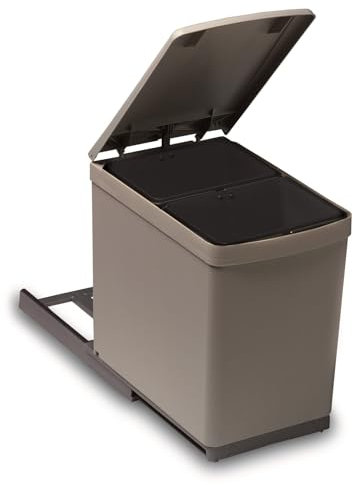 Victory Einbau-Abfallsammler Traditionline 15 Liter 2-Fach automatischen Deckelheber Alugrau Mülleimer