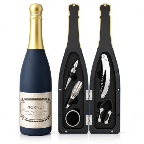 Wine Accessories Gift Set for Men & Women – Bottle Shaped Wine Opener Set with Corkscrew, Aerator, Pourer & Accessories – Birthday, Christmas, Anniversary & Housewarming Gifts for Wine Lovers