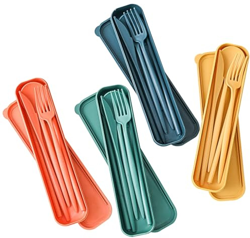 YSJCHEBS 4 juegos de cubiertos portátiles, juego de cubiertos para el almuerzo, camping al aire libre, viajes, material PP, 16 piezas