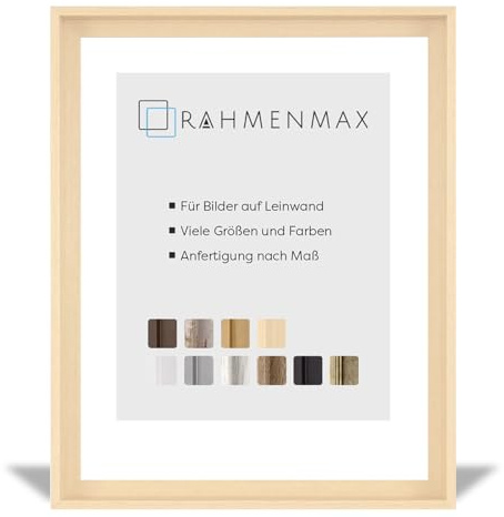 RahmenMax MDF-Leerrahmen ASTURIEN speziell für Leinwandbilder BZW. Keilrahmenbilder im Format 58 x 78 cm. Schattenfugenrahmen in der Farbe: Ahorn Dekor. 10 Farben zur Auswahl