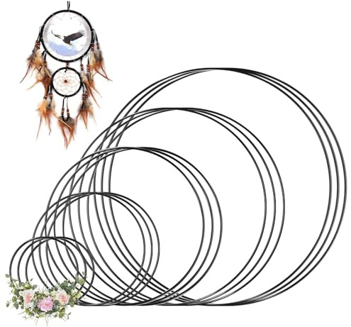 15 Stück Metallring Schwarz 10/15/20/25/30cm Metallringe zum Basteln, Deko Ringe zum Aufhängen Drahtringe zum Basteln, Metallringe Drahtringe Dekoringe für DIY Traumfänger Girlanden Hochzeitskranz