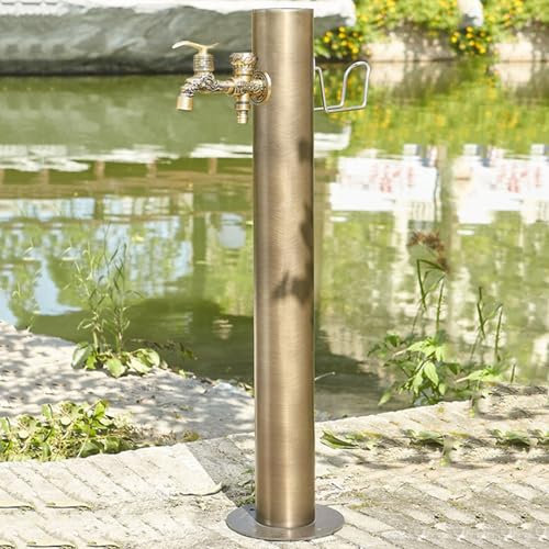 Colonna d'acqua da giardino in acciaio inossidabile con portagomma da esterno per irrigazione e prolunga del tubo idrante con rubinetto in ottone antigelo per fontana del prato e protezione antigelo