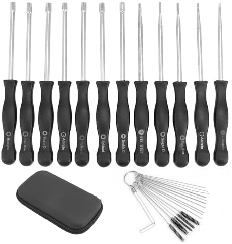 QWORK® 12 piezas kit de herramientas de ajuste de carburador con aguja de cepillo de limpieza de carburador para motores pequeños de 2 tiempos compatible con STIHL, Poulan, Hus-qvarna y más