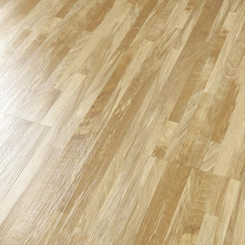 Livelynine Carreaux de sol en faux bois à décoller et à coller à 36 planches, 15,2 x 91,4 cm, beige clair, marron clair, revêtement de sol stratifié, imperméable, carrelage adhésif pour cuisine