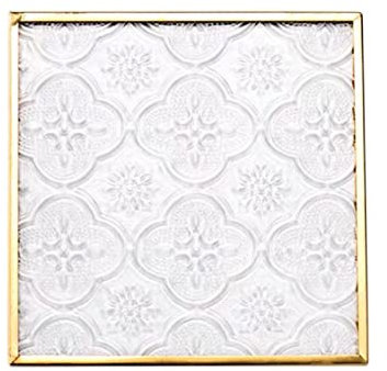 XAGMODSHN Posavasos de vidrio en relieve de estilo nórdico, marco de metal, almohadilla de aislamiento térmico, antideslizante, soporte para tazas de café, decoración del hogar