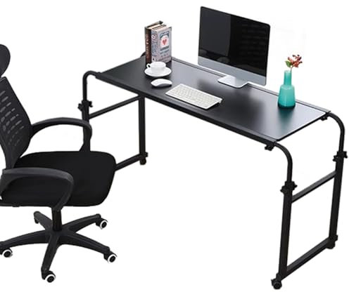Verstellbarer Betttisch mit Rollen, mobiler Laptoptisch über dem Bett zum Essen im Bett mit verstellbarer Länge von 140–230 cm und Höhe von 65–95 cm,140×45CM
