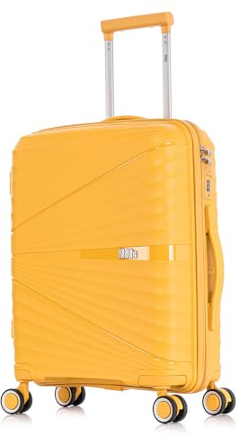 1990s Maleta Mediana expandible Polipropileno 65cm para 23kg (79L)| Maleta Semirigida Extensible con 4 Ruedas Giratorias y Candado Incrustada (Amarillo)