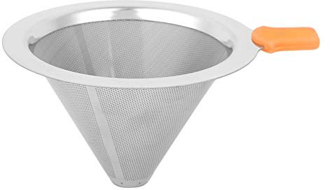 Filtre à double couche en acier inoxydable Filtre goutte à goutte à entonnoir écologique réutilisable pour 1-2 personnes verte ou orange 6 x 10 cm (Orange 1-2 personnes)