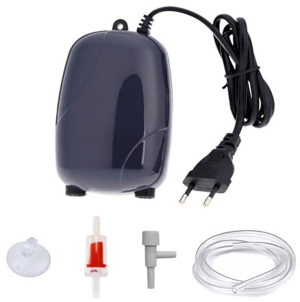 3W Aquarium Luftpumpe,1.6L/min Aquarium sauerstoffpumpe,Leise Sauerstoffpumpe,Ausgestattet mit einem 1,2-Meter-Schlauch*2, pneumatischem Stein*2, Regelventil*2 und Rückschlagventil*2