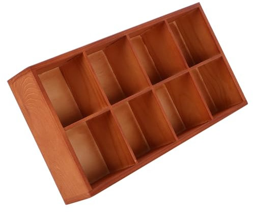Healeved Plateau De Rangement En Bois Massif Multi-compartiments, Séparateur Pour Boîte De Rangement, Couleur Vintage, Pour Apéritifs Et Fruits Secs, 8 Compartiments Pratiques