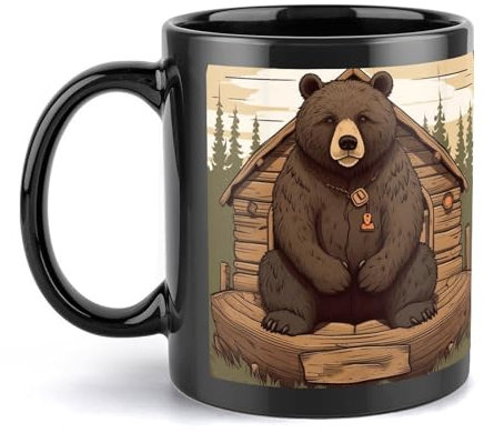 Rustikaler Bär, große Kaffeetasse mit Griff, einzigartiger Stil für jede Küche, personalisierbar, lustig, Latte-Tasse, ideal für Tee, heiße Schokolade, für Männer, Frauen, Büro