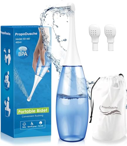 Po Dusche Toilette Portable bidet - Tragbar Popodusche für Frau und Wochenbett nach Geburt, Postpartum Hand Intimdusche für Schwangerschaft, Krankenhaus und Reisen 450ml,Blau