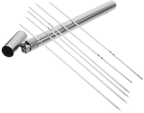 HEMOTON 1 Ensemble Brochettes de Barbecue Acier Inoxydable Tube de Rangement de Réutilisables pour Viande
