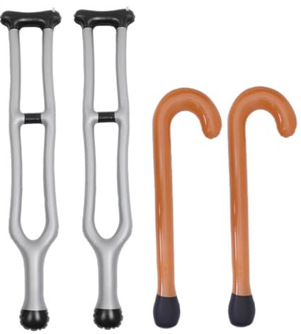 Sosoport 4 Stück Aufblasbare Gehhilfe Teiliges aus PVC Lustige Krücken für Partys Cosplay und Bühnenaufführungen Tragbar und Vielseitig Einsetzbar