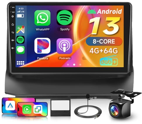 4G+64G 8 Core DAB+ Car Stereo for Ford Fiesta 2009 2010 2011 2012 2013 2014 Wireless CarPlay Android Auto DSP, Hodozzy 9 1280P AndroidCar Radio with Bluetooth 5.0 63UIs GPS 5GWifi Reverse Camera